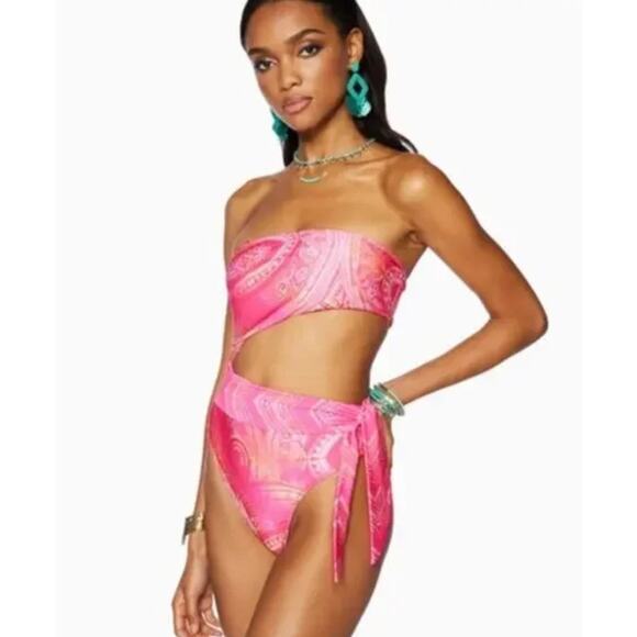Ramy Brook Seashell Pink‎ Strapless Cut-Out One Piece Gigi Swimsuit Size Medium - Picture 1 of 9